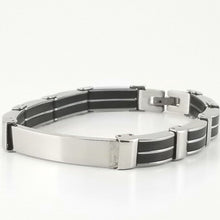 Load image into Gallery viewer, Black Rubber Bracelet |Stainless Steel | Engravable Bracelet | L-22cm W-8mm | Adult Men Women