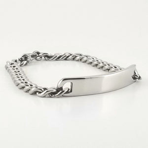Stainless Steel Engravable Bracelet | Cuban Link ID Bracelet | Large Adult Men Women
