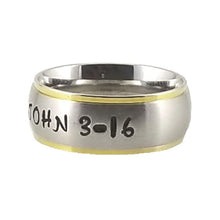 Load image into Gallery viewer, Custom Name Ring - Gold Colored Edges on a Wide Band : Personalized your way!
