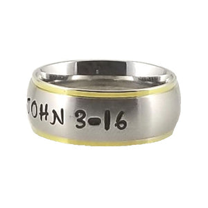 Custom Name Ring - Gold Colored Edges on a Wide Band : Personalized your way!