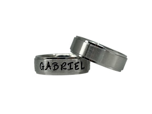 Silver Edge |  Thin Band | Custom Name Ring