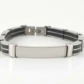 Black Rubber Bracelet |Stainless Steel | Engravable Bracelet | L-22cm W-8mm | Adult Men | Women