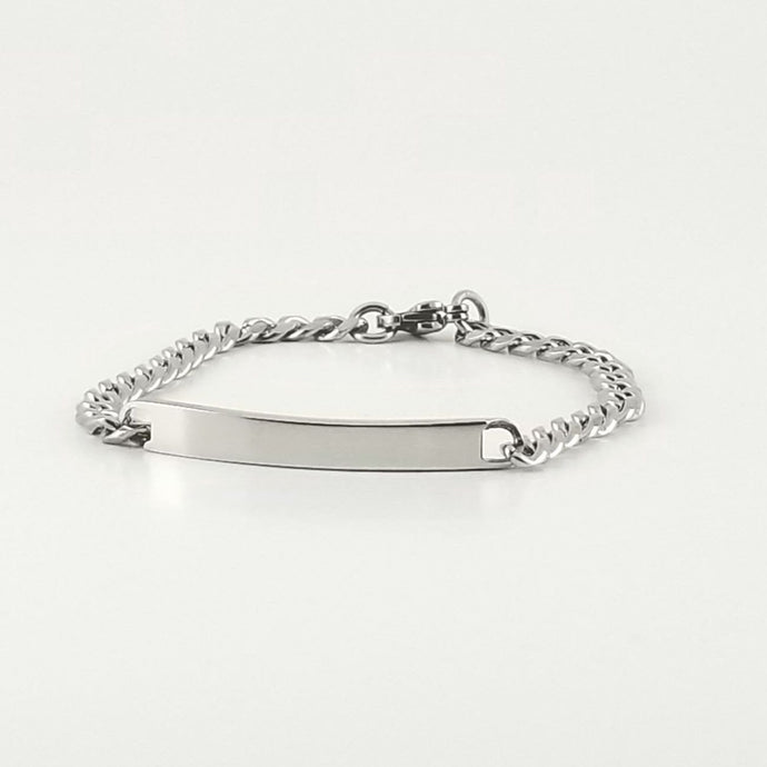 Stainless Steel Engravable Bracelet | Cuban Link ID Bracelet | L-16cm W-4mm | Child Kids