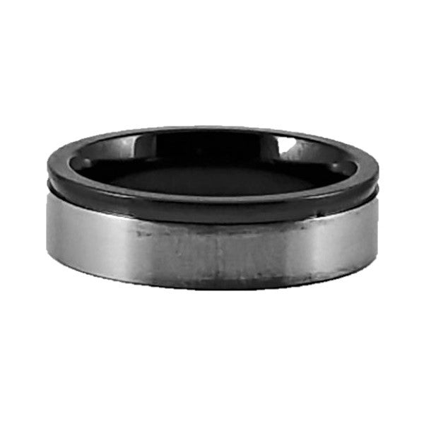 Custom Name Ring | Black Edge | Clear CZ Stone | Thin Band