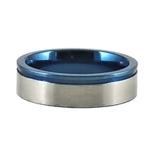 Load image into Gallery viewer, Custom Name Ring - Blue Metallic Edge With a Beautiful Clear CZ Stone on a Thin Band