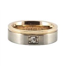 Load image into Gallery viewer, Custom Name Ring - Rose Edge With a Beautiful Clear CZ Stone on a Thin Band : Personalized your way!