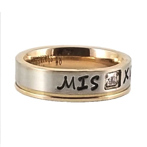 Custom Name Ring | Rose Edge | Clear CZ Stone | Thin Band