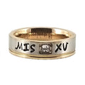 Custom Name Ring | Rose Edge | Clear CZ Stone | Thin Band