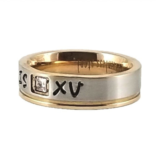 Custom Name Ring | Rose Edge | Clear CZ Stone | Thin Band