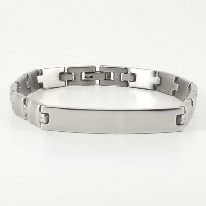 Stainless Steel Engravable Bracelet | Smooth Link Bracelet | L-21cm W-7.5mm | Adult Men Women