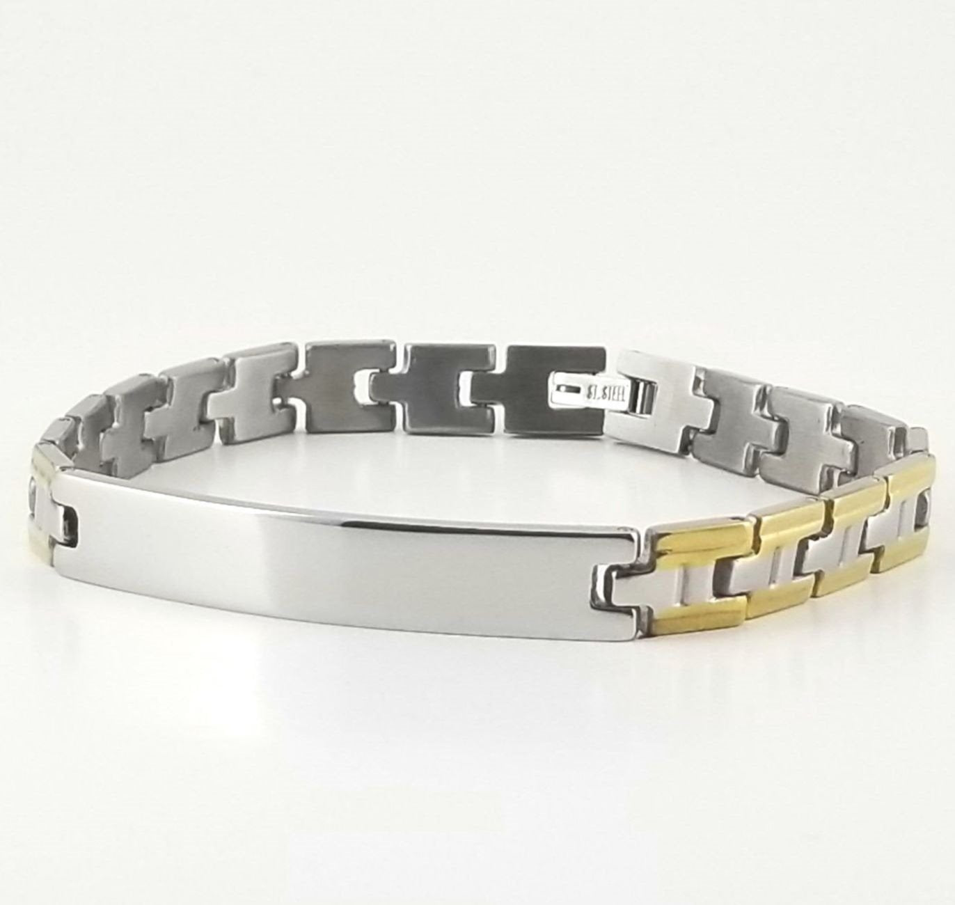 2-tone Engravable | Panther Link Bracelet | Stainless Steel | L-20cm W-8mm | Men | Women