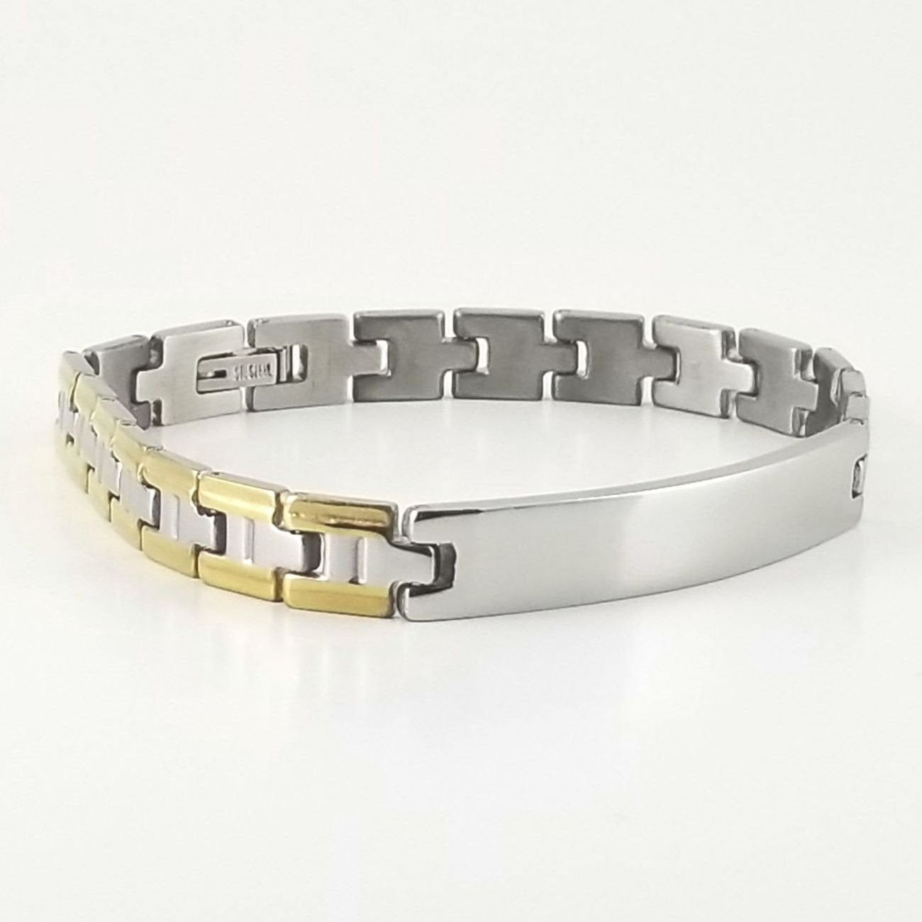2-tone Engravable | Panther Link Bracelet | Stainless Steel | L-20cm W-8mm | Men | Women