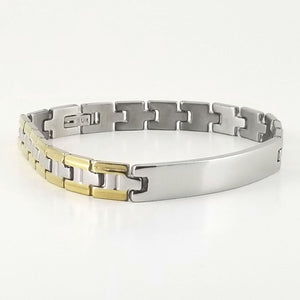 2-tone Engravable | Panther Link Bracelet | Stainless Steel | L-20cm W-8mm | Men Women