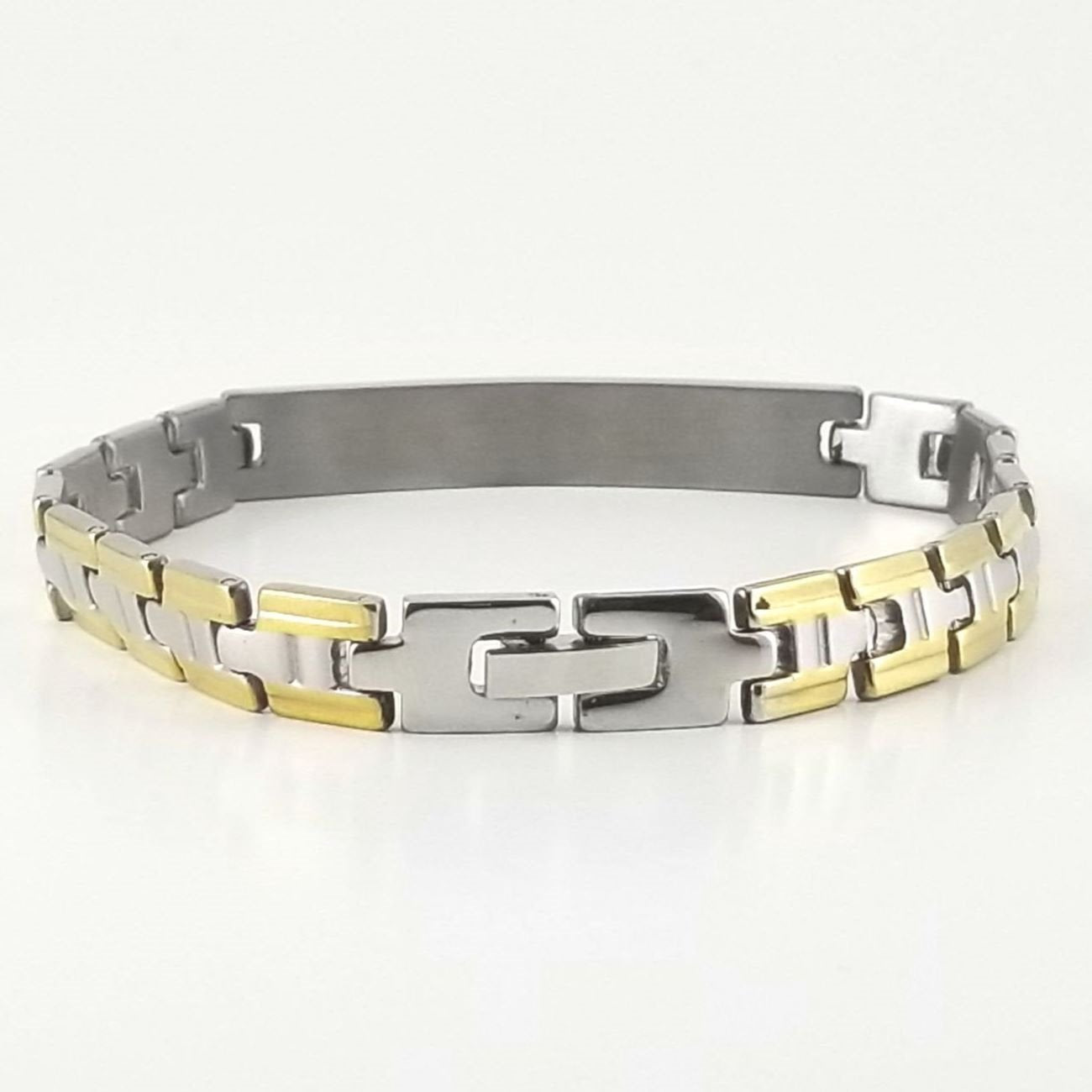 2-tone Engravable | Panther Link Bracelet | Stainless Steel | L-20cm W-8mm | Men | Women