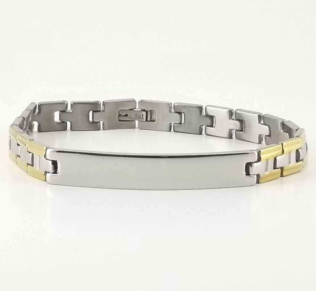 2-tone Engravable | Panther Link Bracelet | Stainless Steel | L-20cm W-8mm | Men | Women