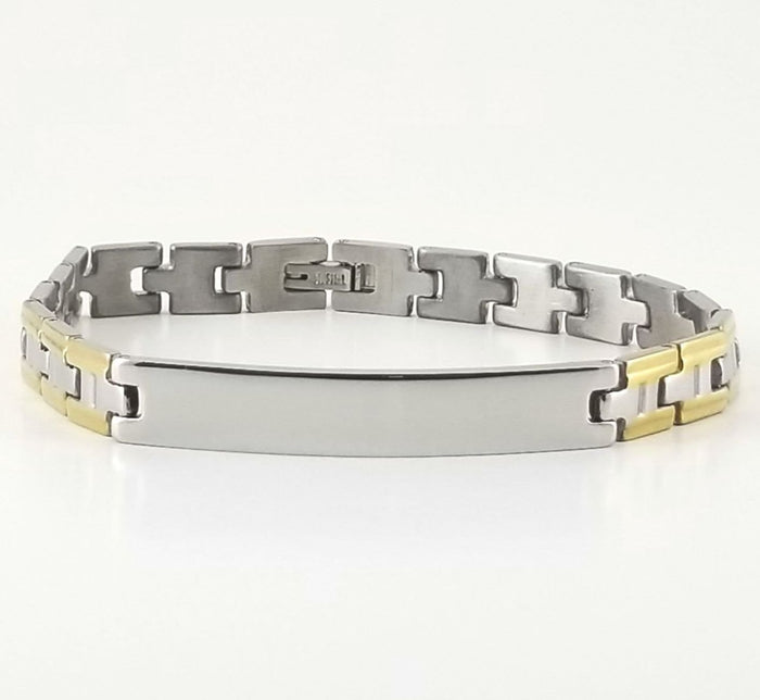2-tone Engravable | Panther Link Bracelet | Stainless Steel | L-20cm W-8mm | Men | Women