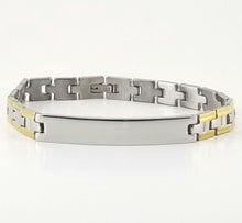 Load image into Gallery viewer, 2-tone Engravable | Panther Link Bracelet | Stainless Steel | L-20cm W-8mm | Men Women