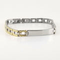 2-tone Engravable | Panther Link Bracelet | Stainless Steel |  L-20cm W-6.5mm | Men Women