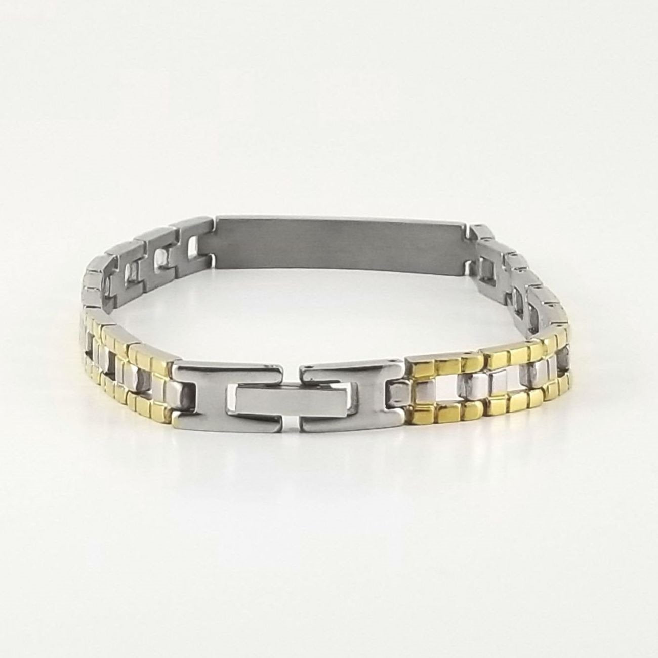 2-tone Engravable | Panther Link Bracelet | Stainless Steel |  L-20cm W-6.5mm | Men Women