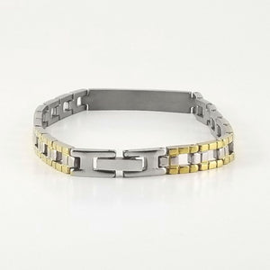 2-tone Engravable | Panther Link Bracelet | Stainless Steel |  L-20cm W-6.5mm | Men Women