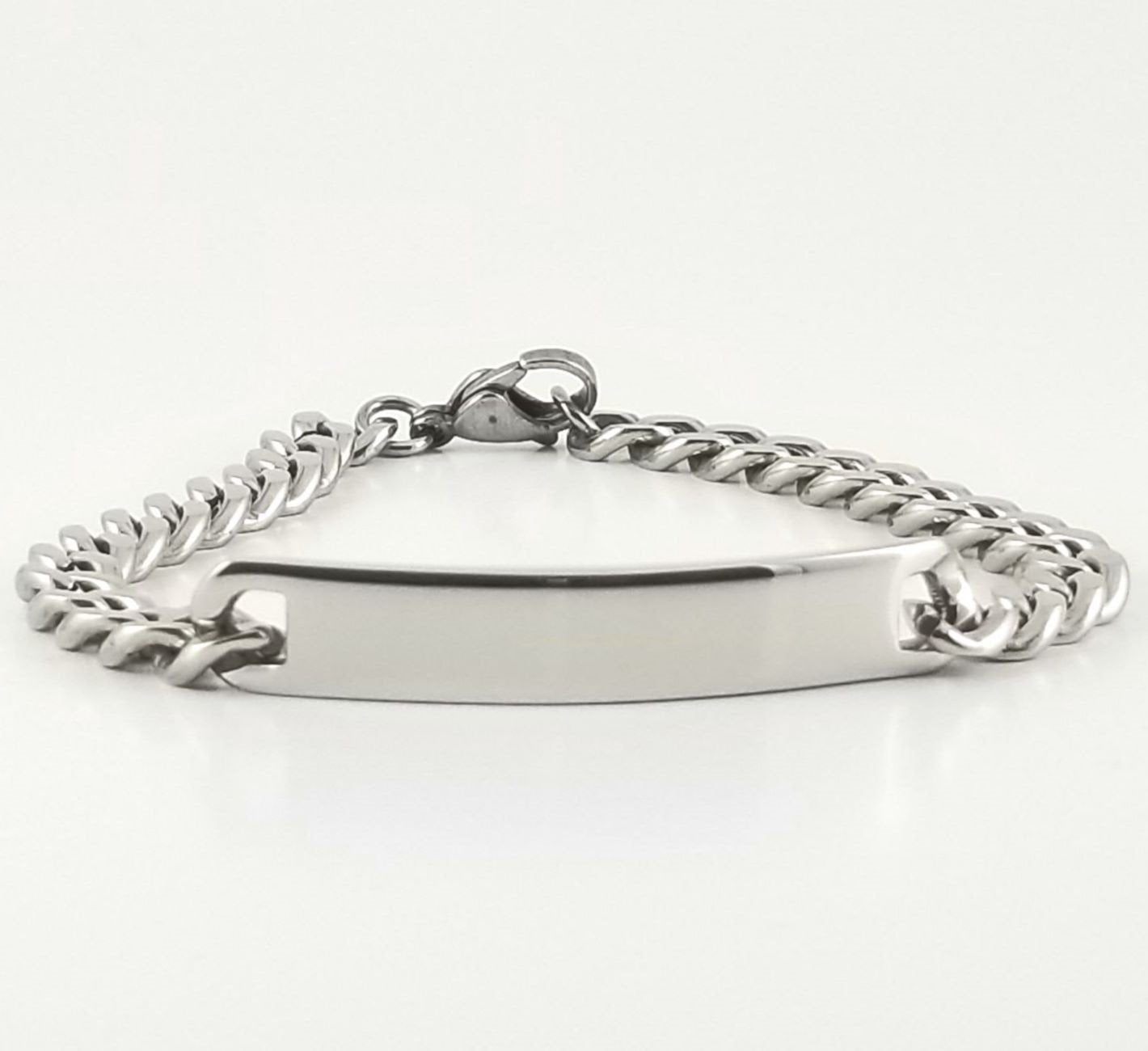 Stainless Steel Engravable Bracelet | Cuban Link ID Bracelet | Large Adult Men | Women