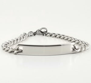 Stainless Steel Engravable Bracelet | Cuban Link ID Bracelet | Large Adult Men Women