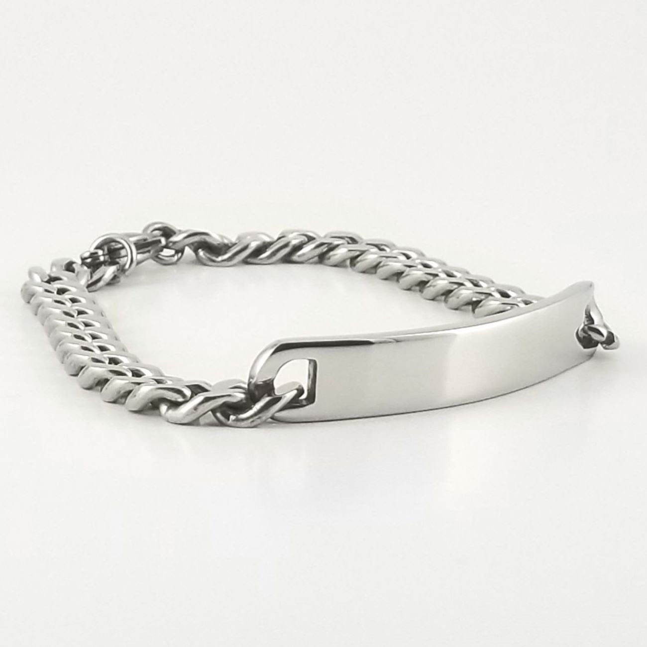 Stainless Steel Engravable Bracelet | Cuban Link ID Bracelet | Large Adult Men | Women