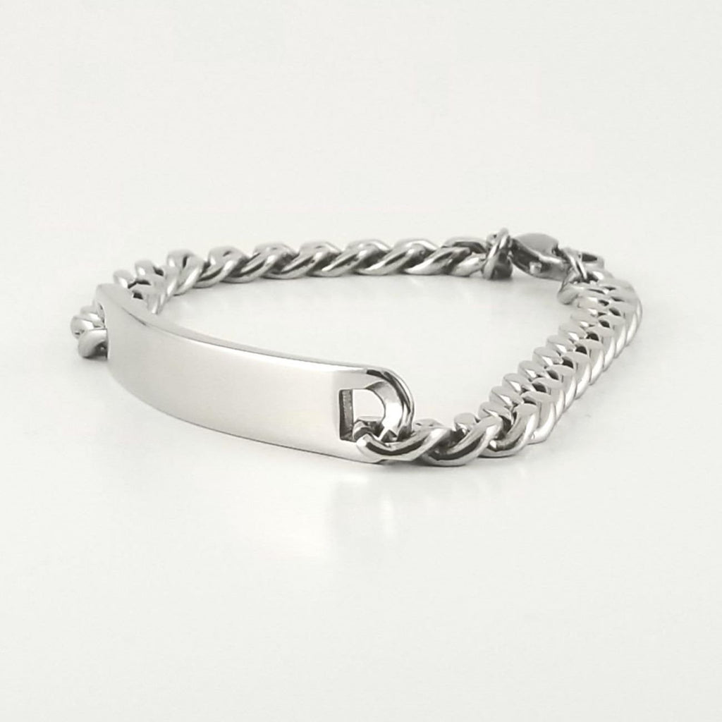 Stainless Steel Engravable Bracelet | Cuban Link ID Bracelet | Large Adult Men | Women