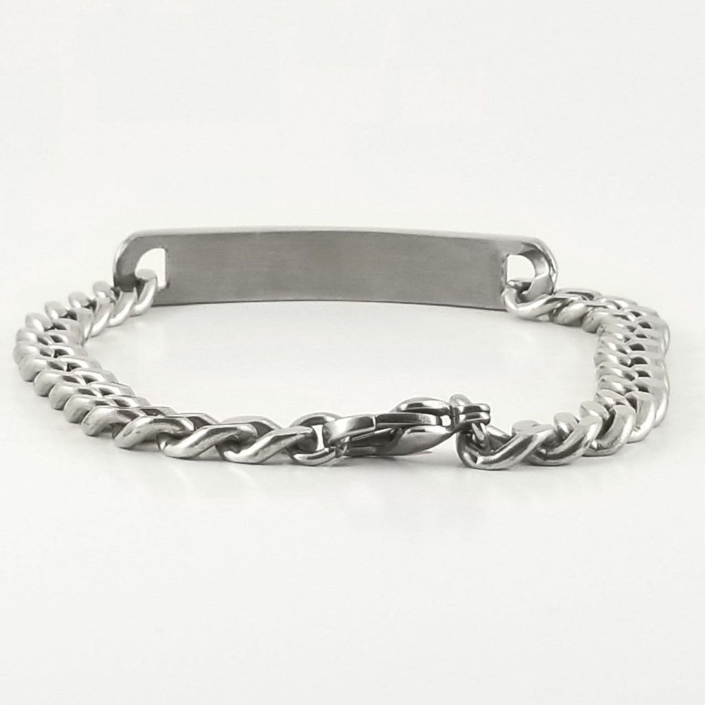 Stainless Steel Engravable Bracelet | Cuban Link ID Bracelet | Large Adult Men | Women