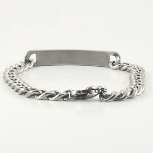 Stainless Steel Engravable Bracelet | Cuban Link ID Bracelet | Large Adult Men Women