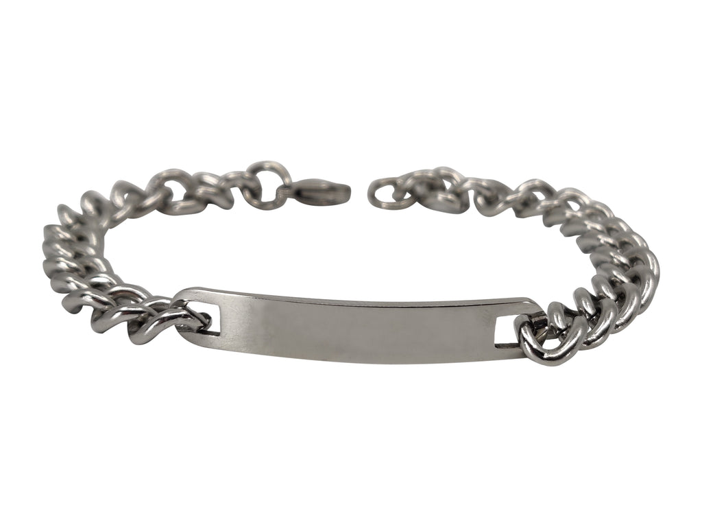 Stainless Steel Engravable Bracelet | Cuban Link ID Bracelet | Large Adult Men | Women