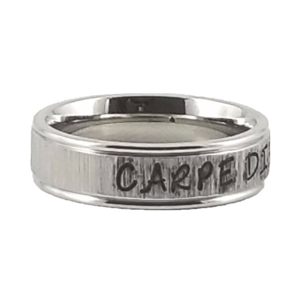 Custom Name Ring | Striped Finish | Thin Band