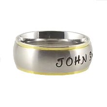 Load image into Gallery viewer, Custom Name Ring - Gold Colored Edges on a Wide Band : Personalized your way!