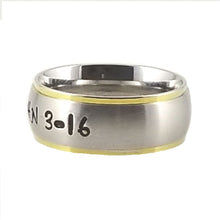 Load image into Gallery viewer, Custom Name Ring - Gold Colored Edges on a Wide Band : Personalized your way!